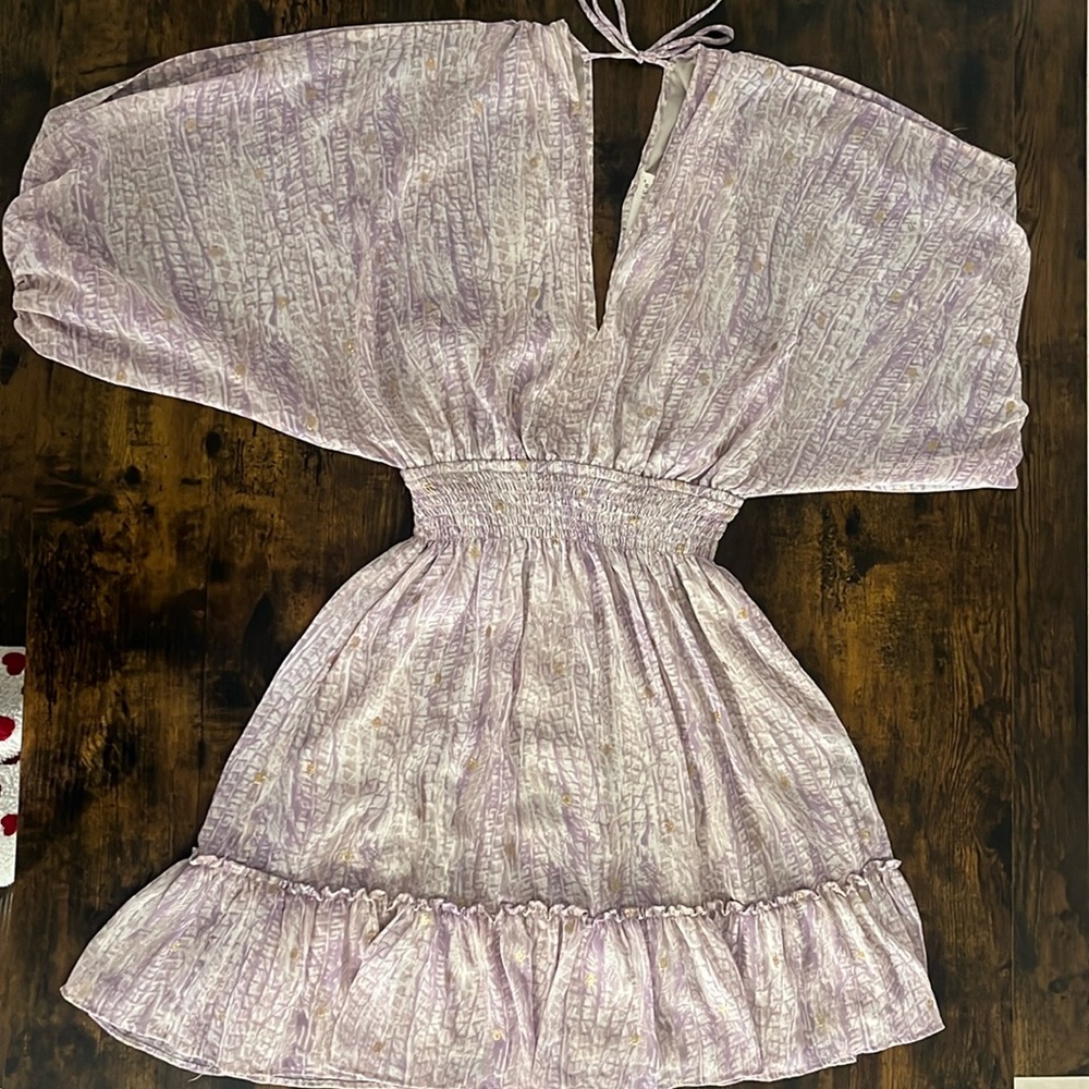 Lovestitch Lavender & Gold long Sleeve Mesh Dress - Size S